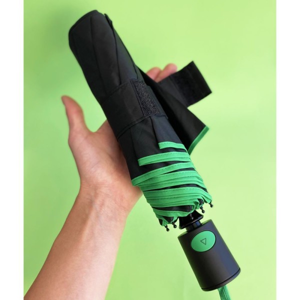 Encontraproduto.com.br - Guarda Chuva Automático Benetton Sombrinha De Bolsa Preto E Verde