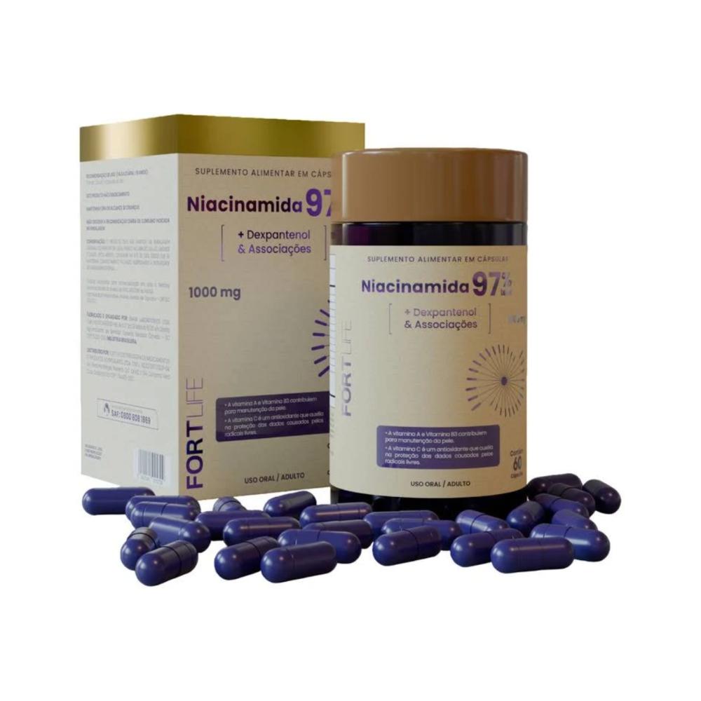 Encontraproduto.com.br - Niacinamida 97% + Dexpantenol + B5 1000 mg - 60 Cápsulas - FortLife