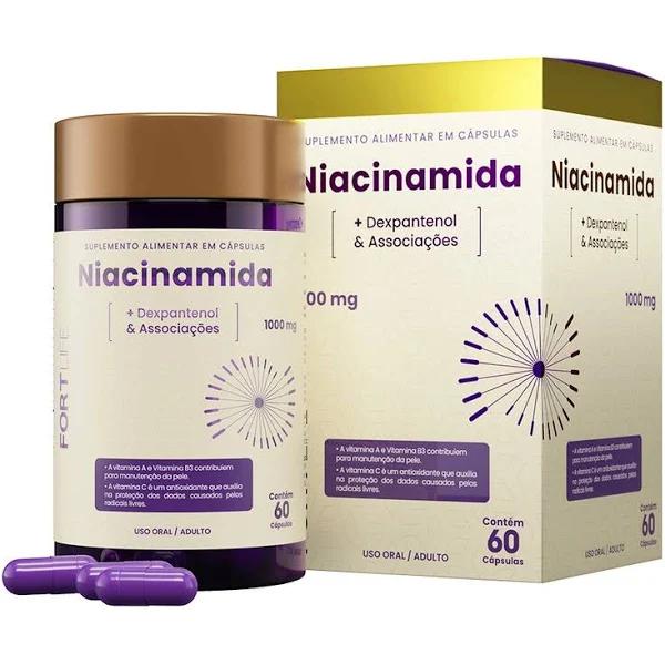 Encontraproduto.com.br - Niacinamida 97% + Dexpantenol + B5 1000 mg - 60 Cápsulas - FortLife