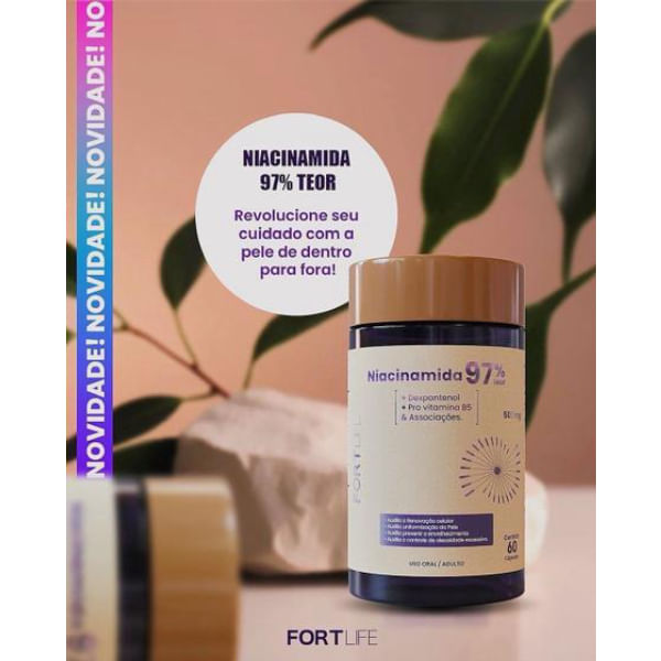Encontraproduto.com.br - Niacinamida 97% + Dexpantenol + B5 1000 mg - 60 Cápsulas - FortLife