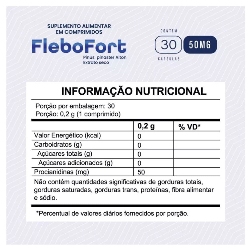 Encontraproduto.com.br - Suplemento Alimentar FleboFort com 30 Comprimidos FortLife