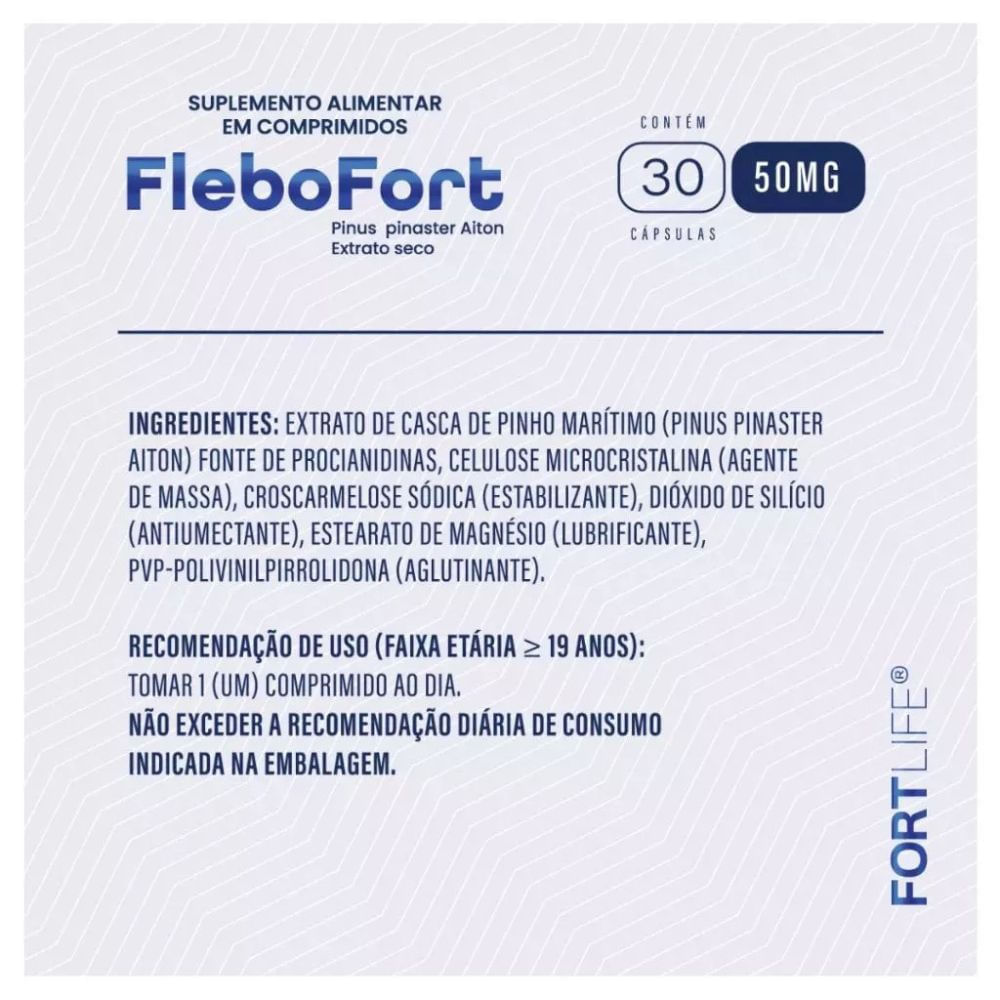 Encontraproduto.com.br - Suplemento Alimentar FleboFort com 30 Comprimidos FortLife