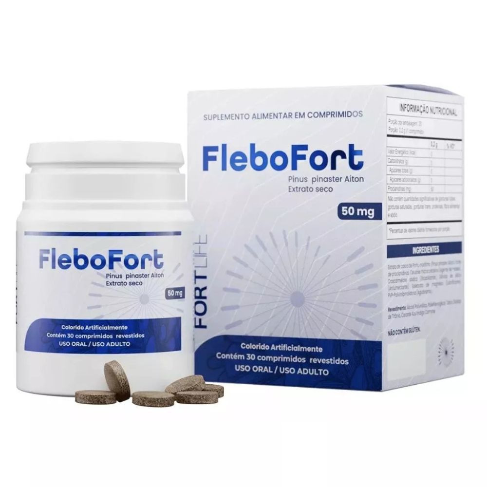 Encontraproduto.com.br - Suplemento Alimentar FleboFort com 30 Comprimidos FortLife
