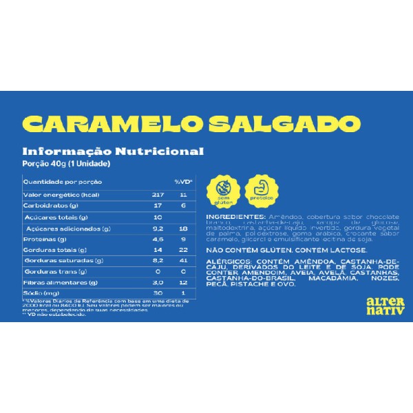 Encontraproduto.com.br - Barra de Nuts Caramelo Salgado Altnuts 40g Alternativ