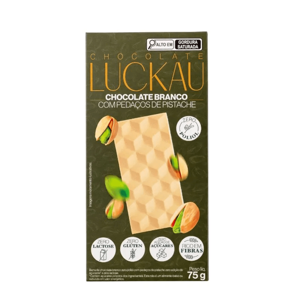 Chocolate Branco Luckau com Pistache 75g
