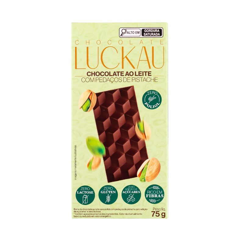Encontraproduto.com.br - Chocolate Luckau Ao Leite com Pistache 75g