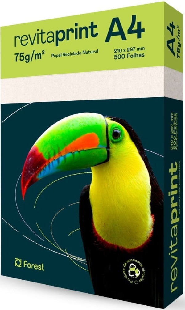 Resma de Papel Reciclado Revitaprint, 75g A4, 210 x 297mm, Com 500 Folhas - 208800003