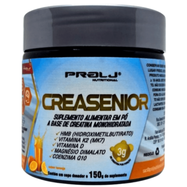 Creasenior Creatina Monohidratada 150g com HMB, Magnésio Dimalato, Vitamina K e Vitamina D | Sabor Laranja - Prolj Nutri