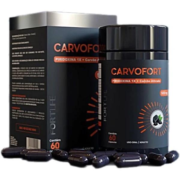 Encontraproduto.com.br - Carvão Ativado + Piridoxina Carvofort - 60 Cápsulas - FortLife