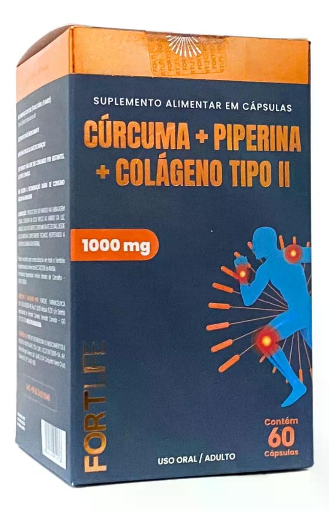 Encontraproduto.com.br - Cúrcuma + Piperina + Colágeno Tipo II - 60 Cápsulas - FortLife