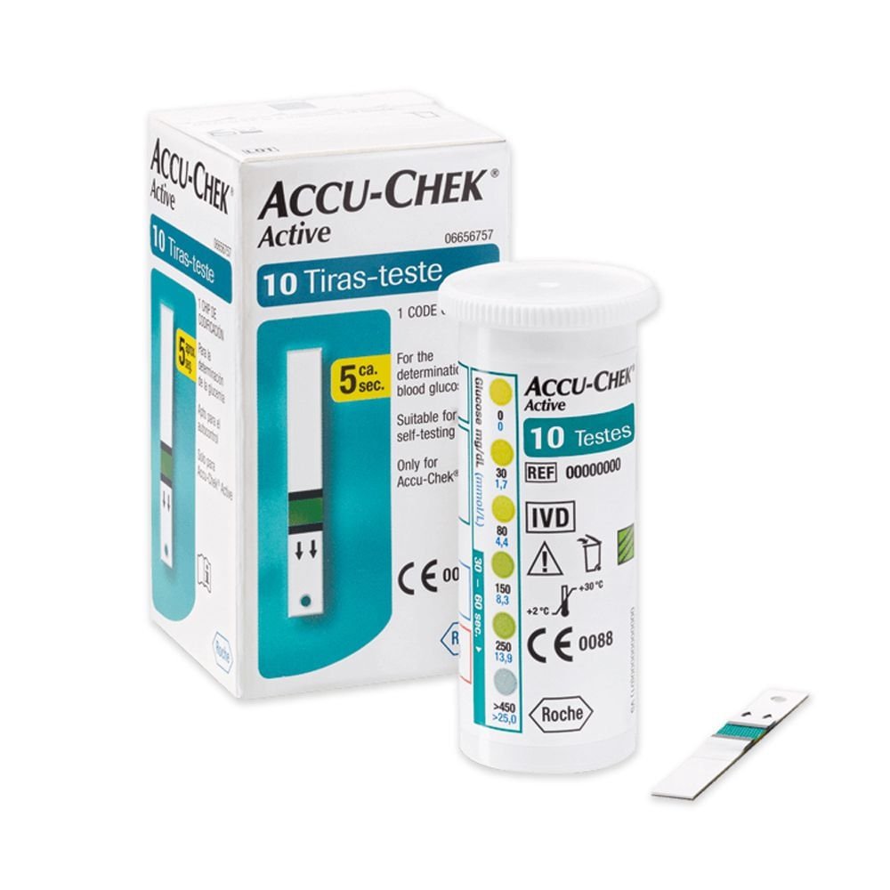 Encontraproduto.com.br - Tiras Reagentes Accu-Chek Active Roche - 10 tiras