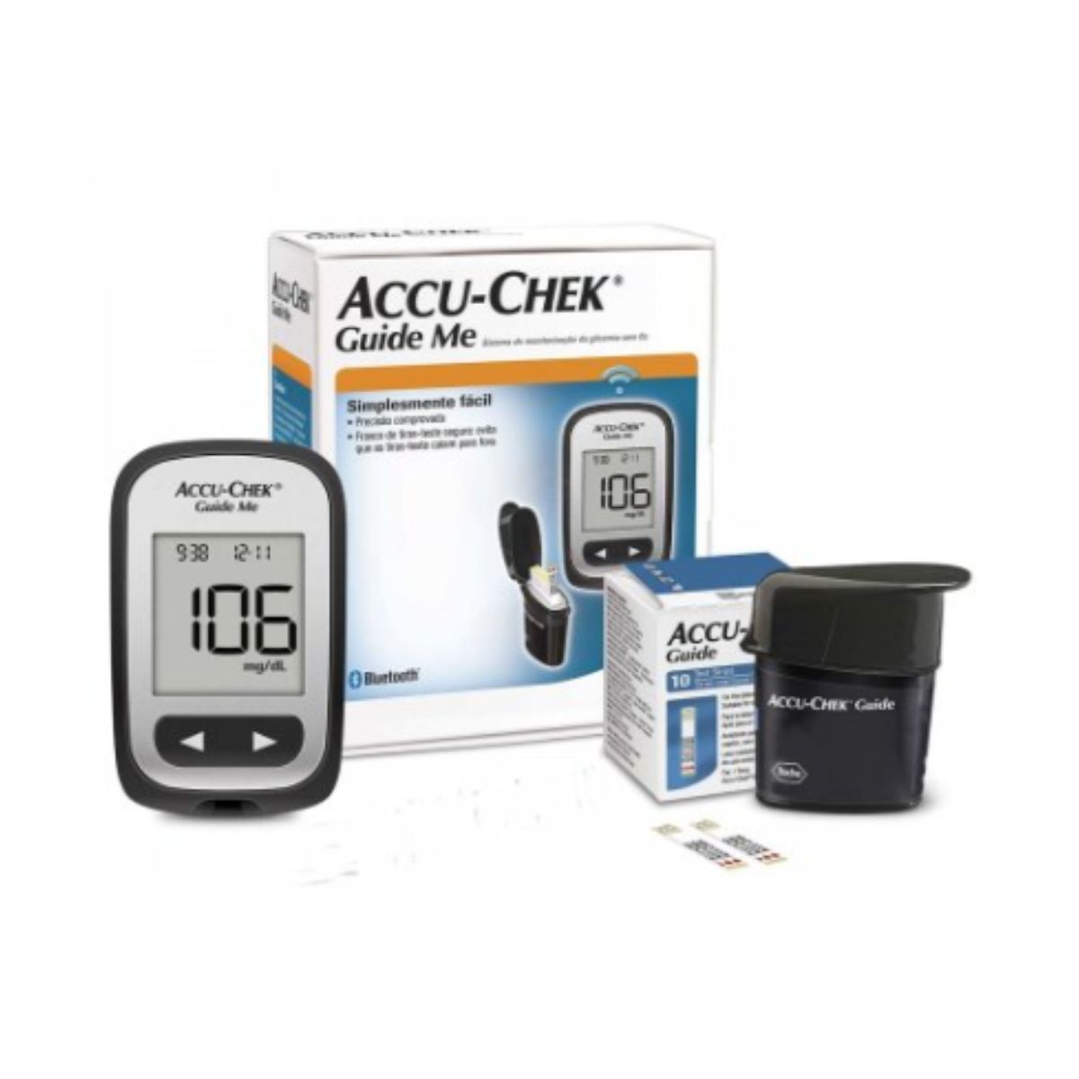 Encontraproduto.com.br - Kit para Controle de Glicemia Accu Chek Guide Me 1 Monitor + 10 Tiras