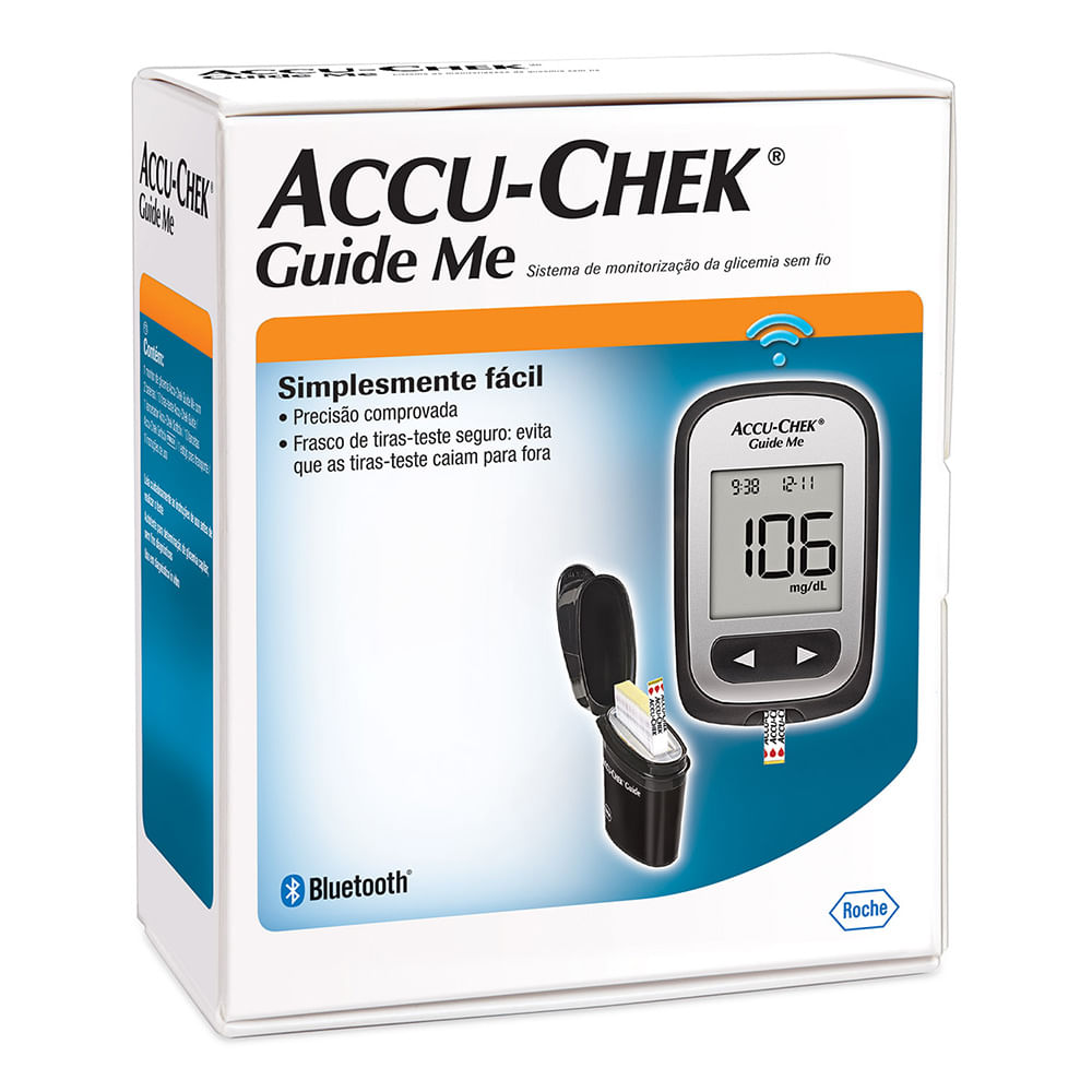 Encontraproduto.com.br - Kit para Controle de Glicemia Accu Chek Guide Me 1 Monitor + 10 Tiras