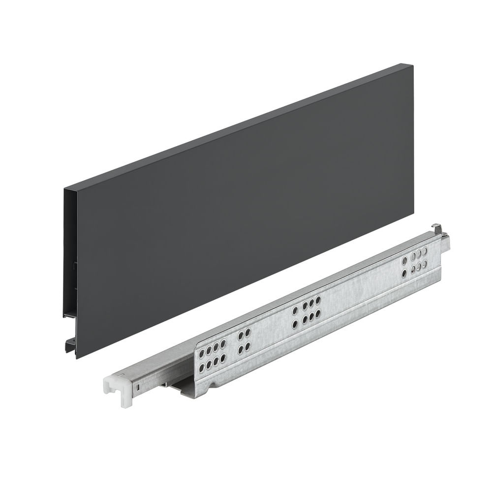 Gaveta Metálica Média (30Kg) 128x500mm Invisa Slim Soft Close Antracito Hafele