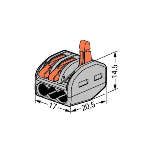 Encontraproduto.com.br - Conector De Emenda 3 Pólos Cinza Para Cabos 0,08 A 4,0Mm Flexível Ou Rígido Wago