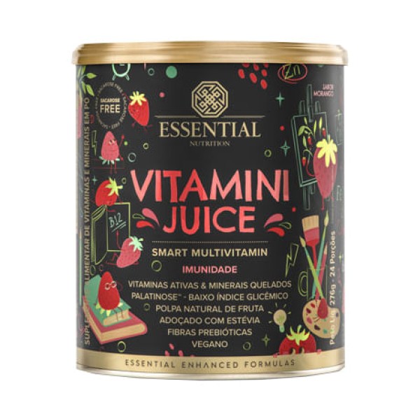 Encontraproduto.com.br - Suplemento ESSENTIAL Vitamíni Juice Morango Vegano 276g