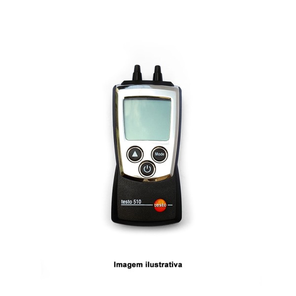 Encontraproduto.com.br - Manômetro de Pressão Diferencial Capacidade 0-100 hPa com capa de proteção e kit de mangueiras com adaptador Ref. 0563 0510 Testo 510