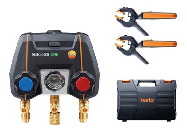 Encontraproduto.com.br - Smart Kit Manifold Digital De 2 Vias 2 Sondas Controle Por Bluetooth E Aplicativo Testo 550I