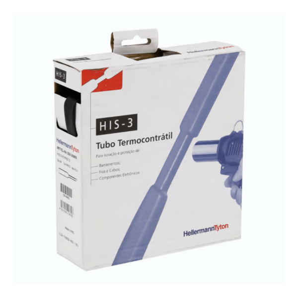 Encontraproduto.com.br - Tubo TermoContrátil His-3 12/4 1/2 Preto - Embalagem Com 5 Metros Hellermann