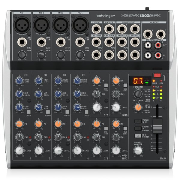 Encontraproduto.com.br - Mesa de Som 12 Canais Streaming USB XENYX 1202SFX - Behringer