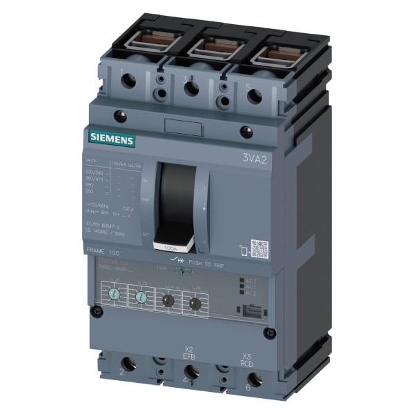 Disjuntor De Caixa Moldada Tripolar 40A 55Ka 3VA20 3Va20405Hn360Aa0 Siemens