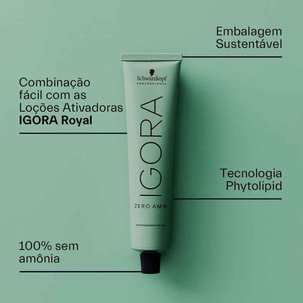 Encontraproduto.com.br - Tinta Zero Amonia 60ml 7.0 Louro Medio - Igora Royal