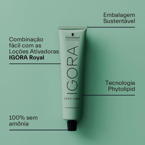 Encontraproduto.com.br - Tinta Zero Amonia 60ml 7.0 Louro Medio - Igora Royal