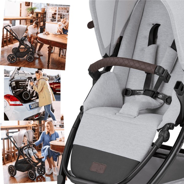 Encontraproduto.com.br - Carrinho Bebê Compacto Reversível Reclinável Até 15kg 3 em 1 Travel System Samba Mineral ABC Design