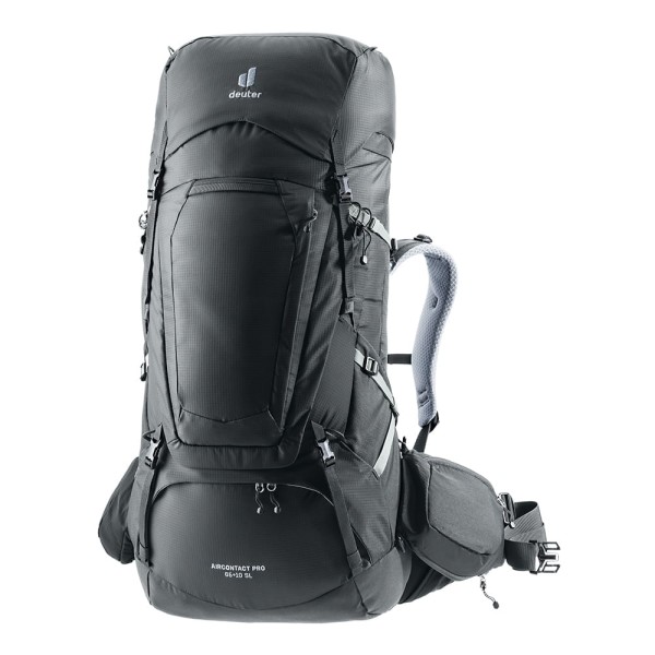 Encontraproduto.com.br - Mochila para Trekking 65+10L Aircontact Pro Deuter com Capa de Chuva, Bolsos Expansíveis e Compartimento de Hidratação