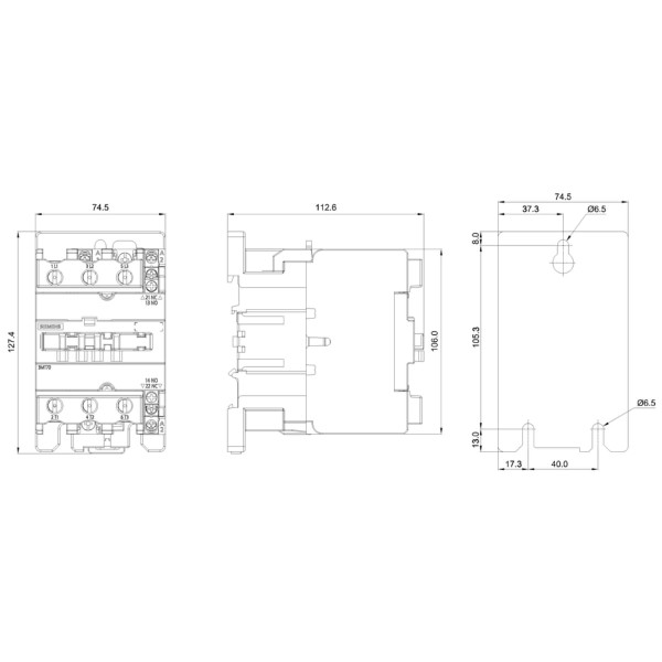 Encontraproduto.com.br - Contator 3 Pólos 40A 220V 50/60Hz 1Na+1Nf 3Mt7040-3Aa11-0An2 Siemens
