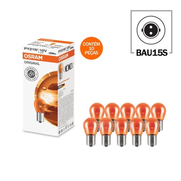 Encontraproduto.com.br - Lâmpada Pisca 7507 Ambar 21W 12V com 10 Peças Osram