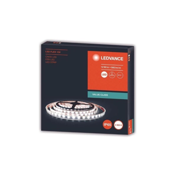 Encontraproduto.com.br - Fita LED 12V 12W/M 900 Lúmens/M Externa IP65 - Rolo de 5 Metros Ledvance