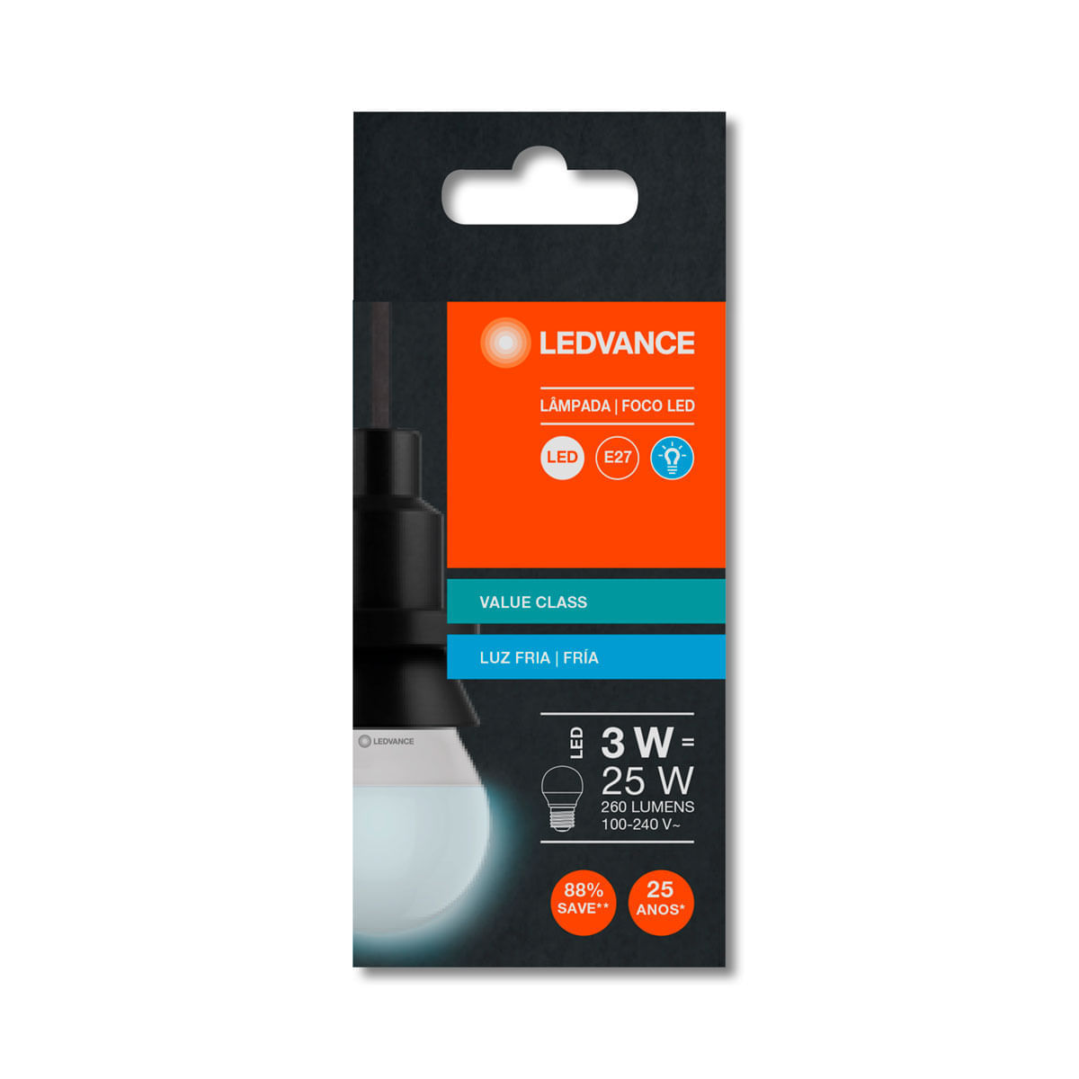 Encontraproduto.com.br - Lâmpada Led Bolinha 3W 2700K 260lm E27 Ledvance