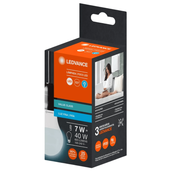 Encontraproduto.com.br - Lâmpada LED Bulbo E-27 Bivolt 7W 600 Lúmens CLA40 Ledvance