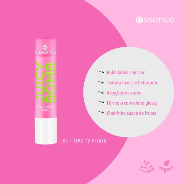 Encontraproduto.com.br - Balm Labial Essence Juicy Bomb Glossy Butter 03 Time To Pitaya 2,5 g