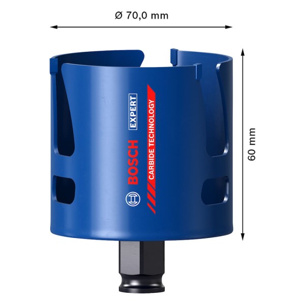 Encontraproduto.com.br - Serra copo EXPERT Construction Material HEX-9 70 mm, 2 3/4