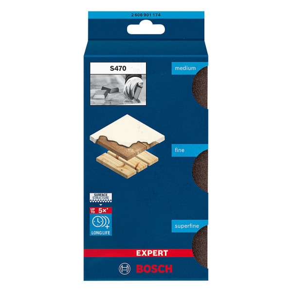 Encontraproduto.com.br - Jogo Esponja Abrasiva Bosch EXPERT S470, 3 esponjas