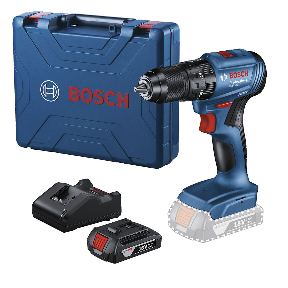 Furadeira Parafusadeira Impacto 18v Gsb 185-li+mal 1 Bateria Azul Bivolt Bosch