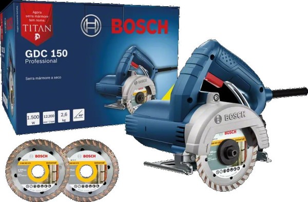 Encontraproduto.com.br - Serra Mármore 220V GDC 150 + 2 Discos Bosch