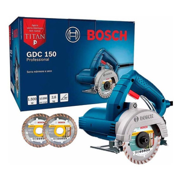 Encontraproduto.com.br - Serra Mármore 220V GDC 150 + 2 Discos Bosch