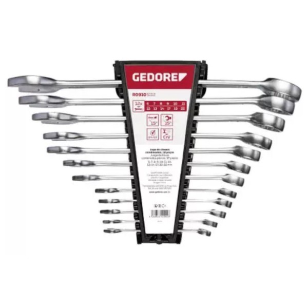 Encontraproduto.com.br - Jogo de Chave Combinada Gedore Red R09105112 de 6mm à 22mm 12 Peças