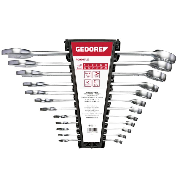 Jogo de Chave Combinada Gedore Red R09105112 de 6mm à 22mm 12 Peças