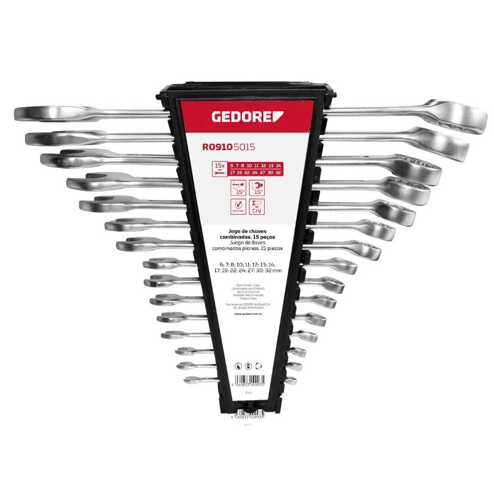Encontraproduto.com.br - Jogo de Chave Combinada Gedore Red R09105015 de 6mm à 32mm 15 Peças