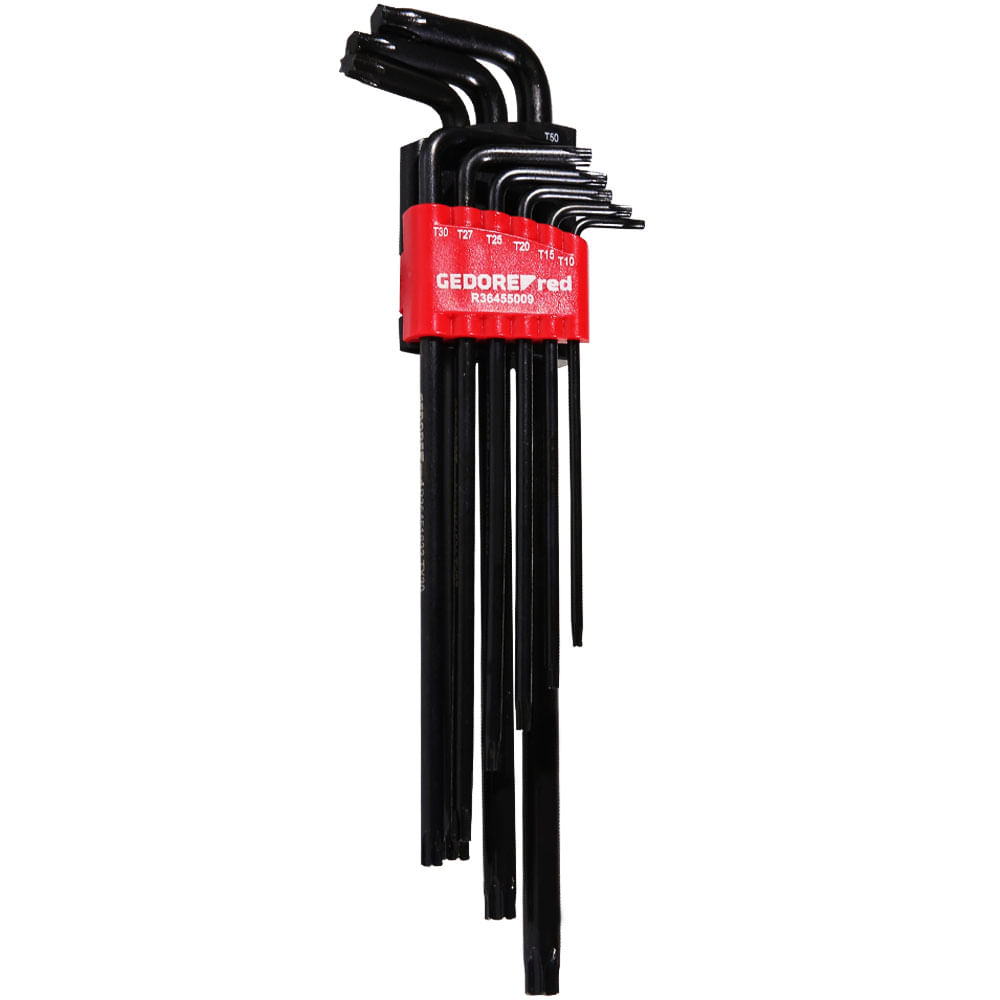 Encontraproduto.com.br - Jogo de Chave Torx em L T-10 A T-50 - Extra Longa - Hexalobular- R36455009- Gedore  Red