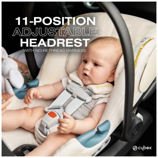 Encontraproduto.com.br - Cadeira de Bebe para Carro com Proteção Linear Contra Impactos Laterais, Apoio de Cabeça Ajustável em 11 Posições e Base Safelock, Cybex Aton G, Bege