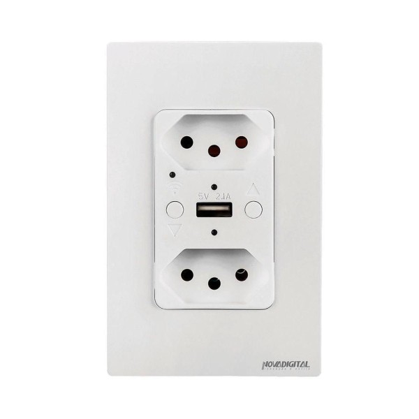 Encontraproduto.com.br - Tomada Inteligente Dupla E Usb Wi-fi Novadigital