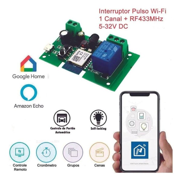 Encontraproduto.com.br - Interruptor Placa Pulso Novadigital Wi-fi P/ Automações