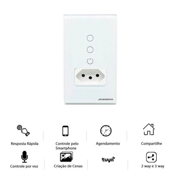 Encontraproduto.com.br - Interruptor Tomada Inteligente Wi-fi 2 Botões Novadigital
