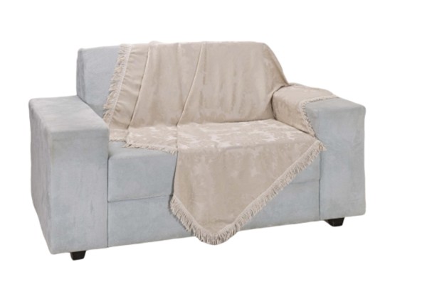 Encontraproduto.com.br - Manta Sofá Xale Decorativo 1,50M X 1,50M Cor Palha Com Franja