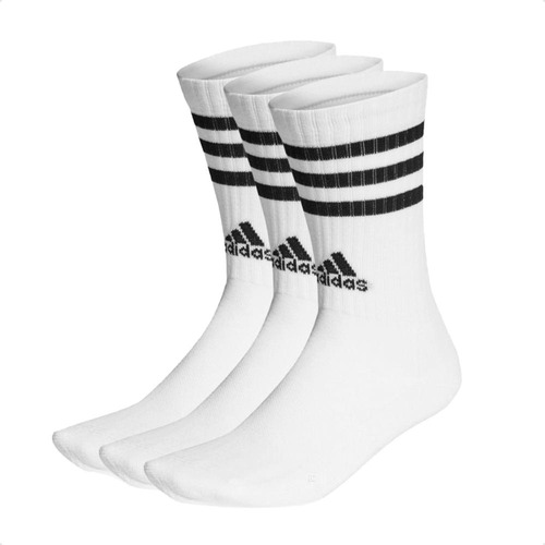 Encontraproduto.com.br - Kit Meia Cano Alto Adidas 3-Stripes 3 Pares Unissex - Branca